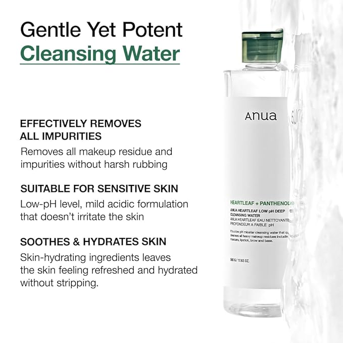 Anua - Heartleaf & Panthenol Low pH Deep Cleansing Water 500g